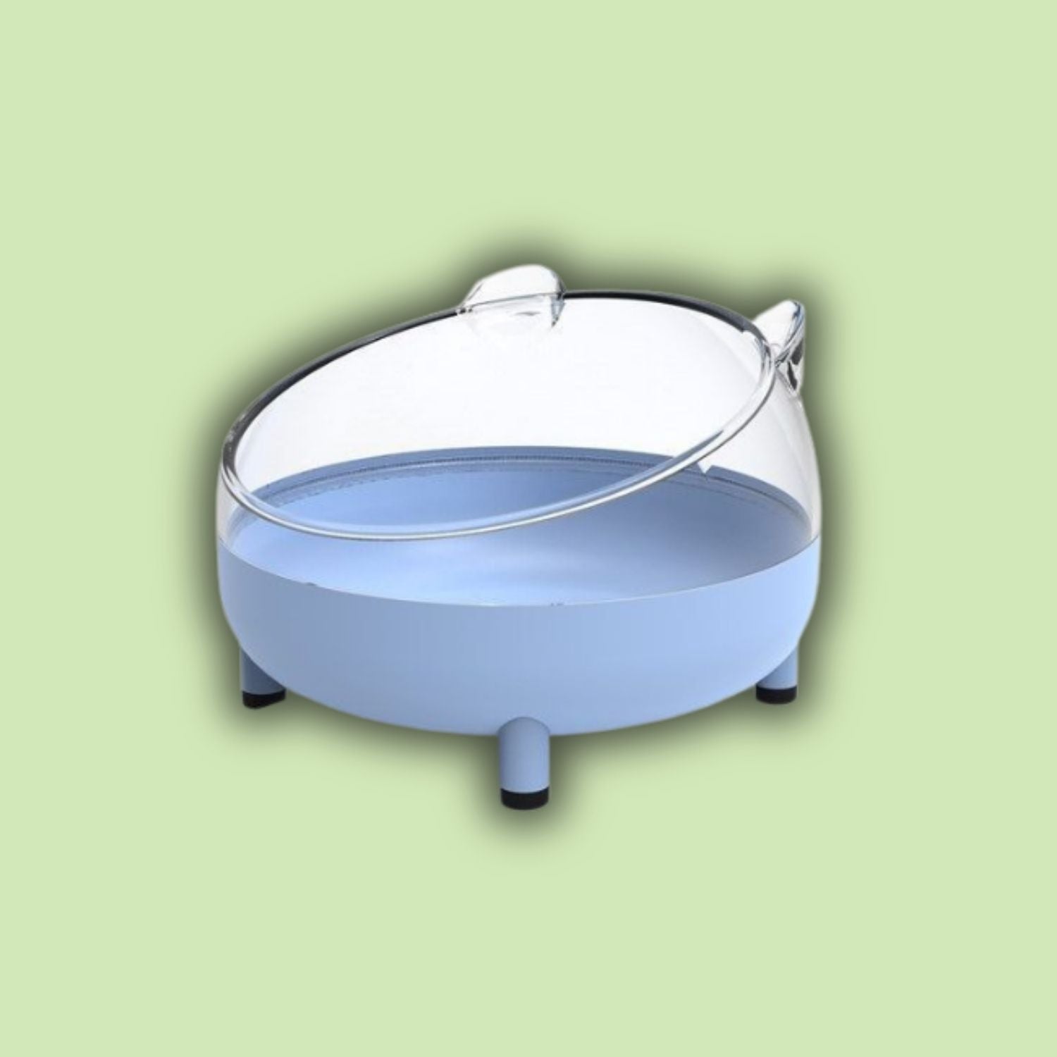 Hamster Antikantel Rijstkom blauwe voerbak met transparante deksel